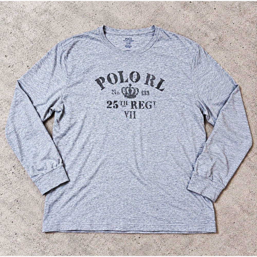 Vintage style Polo Ralph Lauren Long Sleeve Crew Neck Graphic Logo TShirt Size L